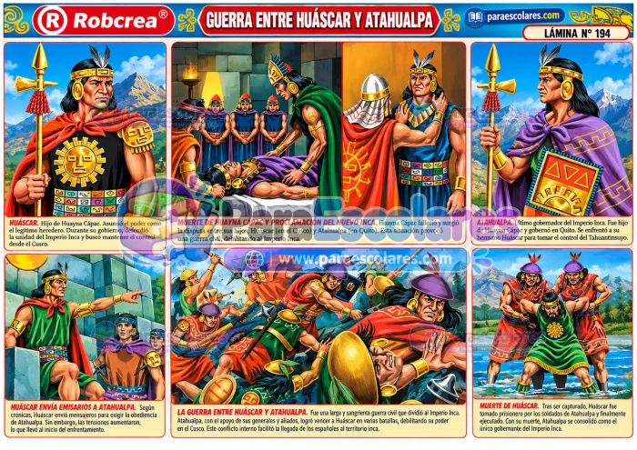 Lamina Guerra Entre Huascar Y Atahualpa
